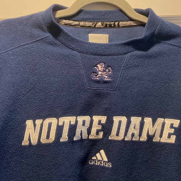 adidas Notre Dame Fighting Irish ClimaWarm Fleece Long Sleeve Blue. Men’s Large - Picture 4 of 9